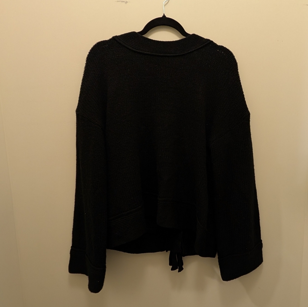 Wonderly Lace Up Back Black Sweater